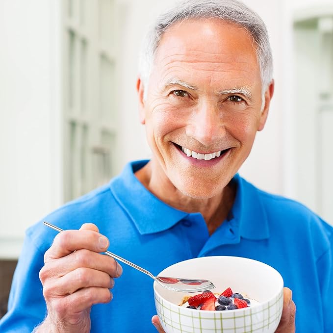 Silverware Adaptive Spoons for Parkinson's - Utensils for Elderly, Disabled, Adults, Parkinson's Patients, Handicapped, Non-Weighted Flat Edge Spoon by Senior ICare