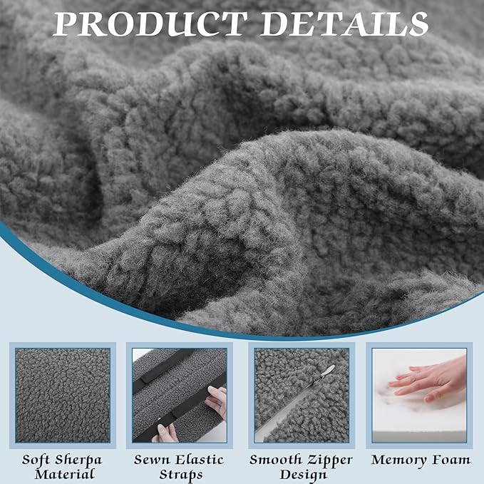 Queekay Recliner Leg Rest Cushion Large Half Moon Bolster Pillow 22.8 x 9.84 x 4 Inch Lumbar Support Pillow Bed Sleeping Semi Roll for Legs, Knees, Lower Back, Ankle and Foot Washable Cover(Grey)