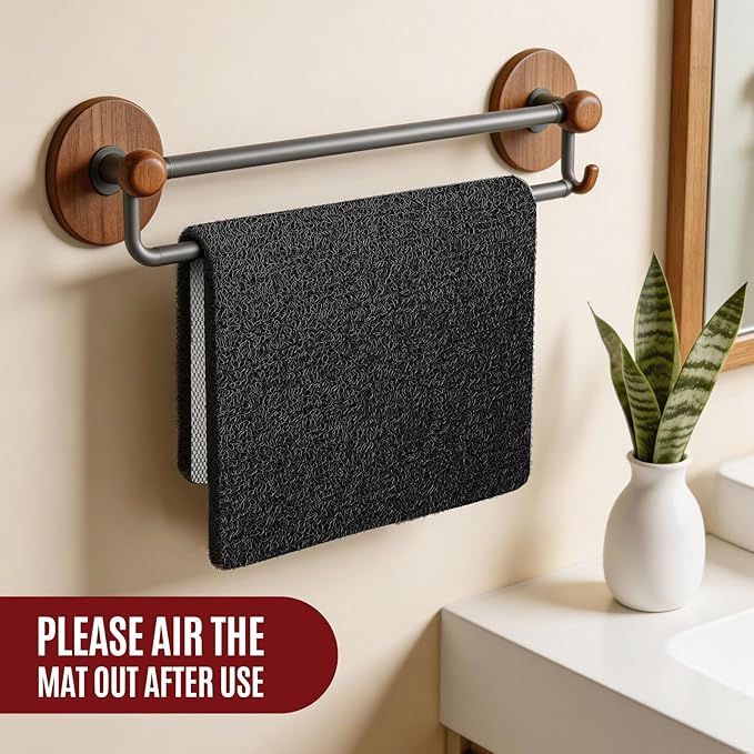 Joyhalo Shower Mat Bathtub Mat Non Slip, Bathmats Non Slip, Quick Drying Foot Scrubber Loofah Mats for Shower, Tub, Bathroom, Home,17x24inch, Black