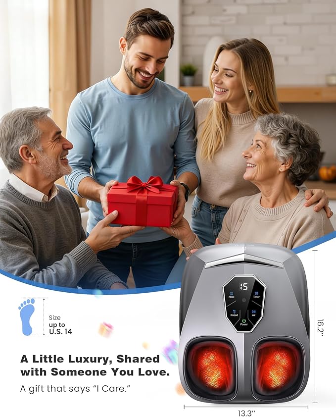 KING RELAX Shiatsu Foot Massager with Heat, 2026 Upgraded Deep Kneading & Squeeze Massage for Plantar Fasciitis, Modern Sculpted Design, Fits Up to Size 14, FSA Eligible HSA Store, Mothers Day Gifts