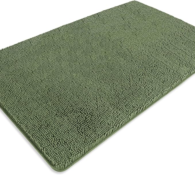 Bathroom Rugs 36 x 60 Inch – Extra Large Bath Mat | Absorbent and Washable Thick Chenille Bath Rugs Non-Slip Runner Rug for Bathroom, Shower, Tub(Loden Green)