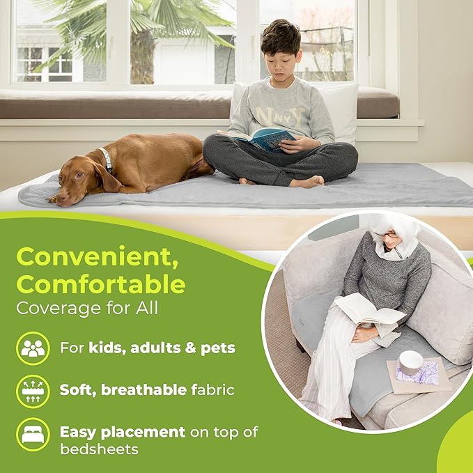 PeapodMats Bedwetting & Incontinence Waterproof Bed Mat - Reusable Underpad. Secure Placement & Breathable. Washable. Enviro Friendly 3x5 (Light Gray) Mattress Protector & Pee Pad for Kids & Adults