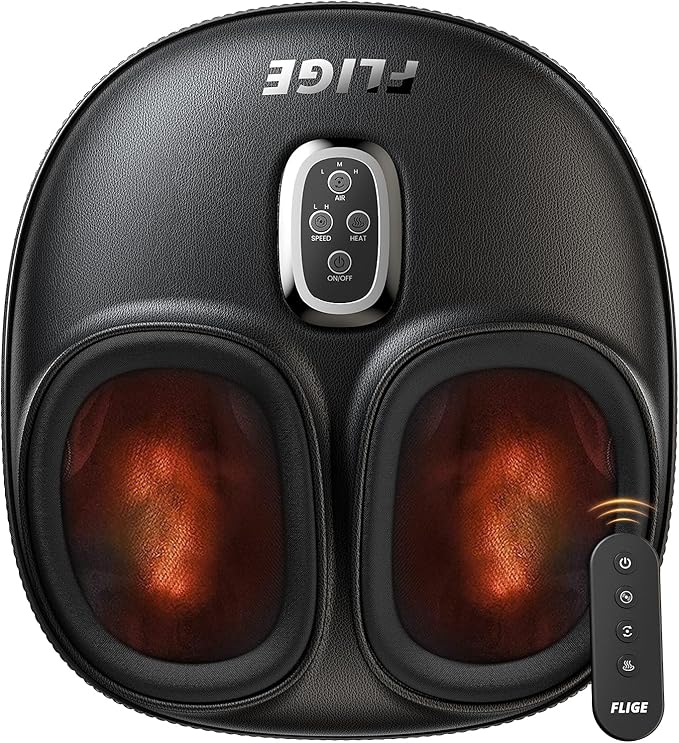 Shiatsu Foot Massager with Heat, FSA-HSA Eligible, Deep Kneading & Compression Feet Massager for Plantar Fasciitis, Neuropathy Pain Relief, Targets Heel, Arch & Toes - Fits Up to Men Size 13