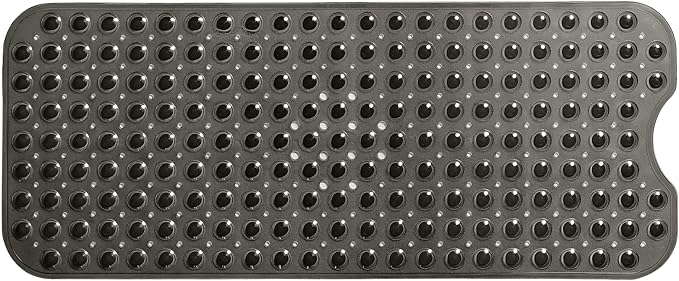 Extra-Long Non-Slip Bathtub & Shower Mat 39”x16” (Smooth/Non-Textured Tubs Only) Safe, Clean, Machine-Washable, Superior Grip&Drainage, Vinyl, Transparent Black