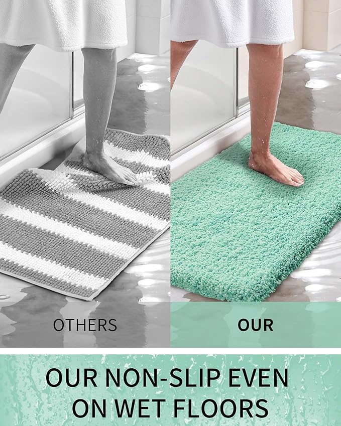 Toilet Rugs U-Shaped Mat 24x22, Contour Bathroom Mat - Ultra Soft & Absorbent Microfiber, Quick-Dry, Machine Washable with High Density Foam Latex Non Slip Backing, SpaBlue