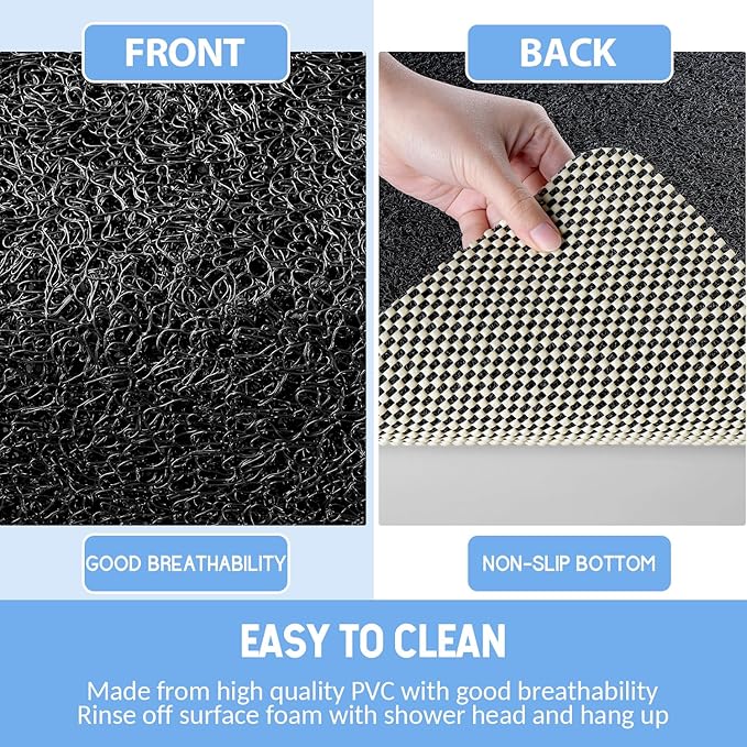 Hargiis Non-Slip Bathtub Mat, Anti Slip Shower Mat, Fast Drying Bathtub Mats, Foot Scrubber Mat, Anti Slip Mat for Tub, Floor, Bathroom, Kitchen, Home, Hotel (Black 24"×16")