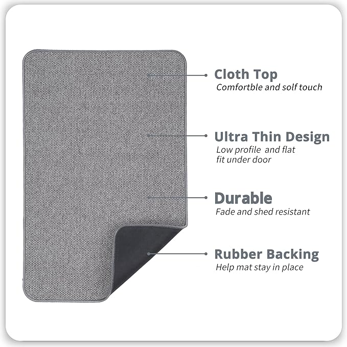 Bosap Bath Mat,Ultra Thin Bathroom Rugs,Rubber Bath Mats for Bathroom,No Slip Bath Rugs,Quick Dry,Machine Washable,Low Pile,Absorbent,Shower Outside,Sink,Home Decor Accessories.Grey,1'5"x2'3"(2 Pack)