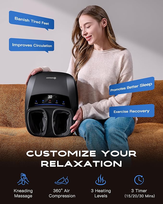KINGJOY Foot Massager with Heat - Professional Shiatsu Deep Kneading for Neuropathy & Plantar Fasciitis Relief | 2026 Upgraded Model | Gifts for mom