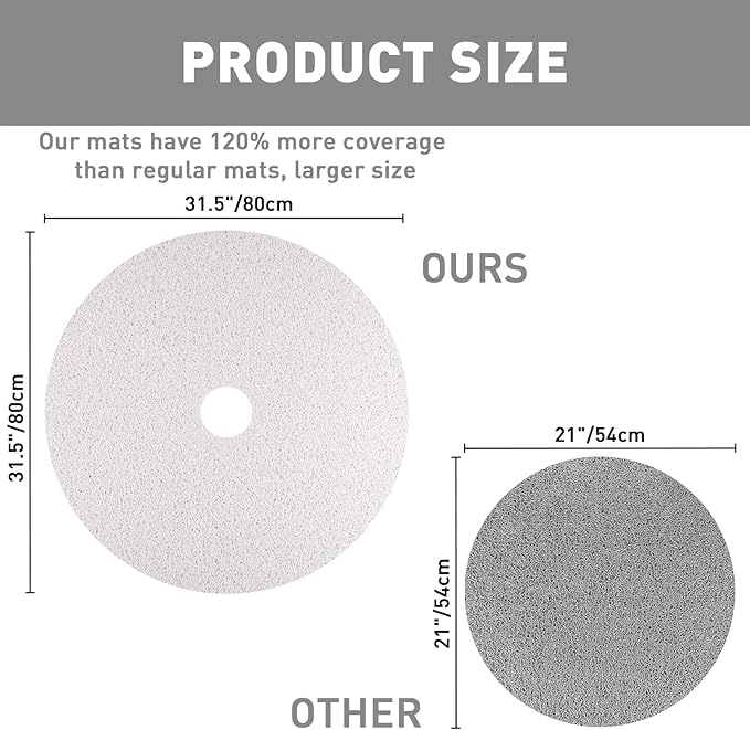 Shower Mat Non Slip: 31 Inch Diameter Extra Large Round Shower Mats with Drain Hole in Middle - Soft Loofah Great Drainage Shower Stall Matt for Inside Shower