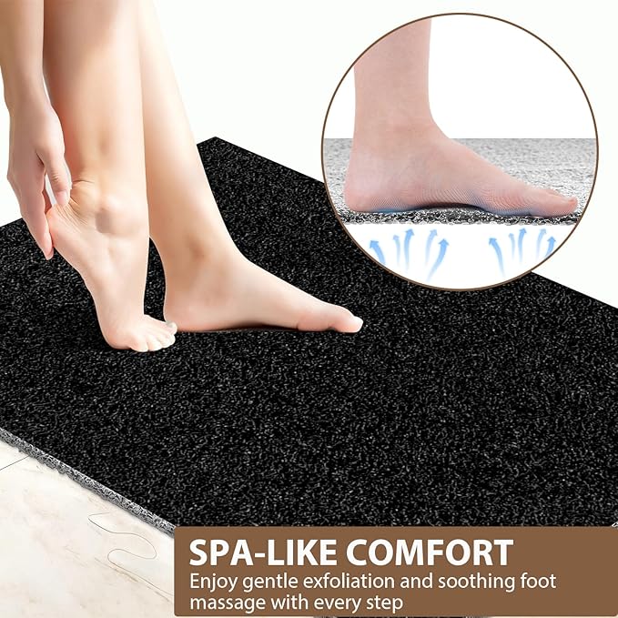 Shower Mat Non Slip: 47.2 x 31.5 Inch Extra Large Shower Mats for Inside Shower with Drain Hole - Soft PVC Loofah Anti Slip Shower Stall Mat for Walk-in Shower and Bathroom, Quick Drying