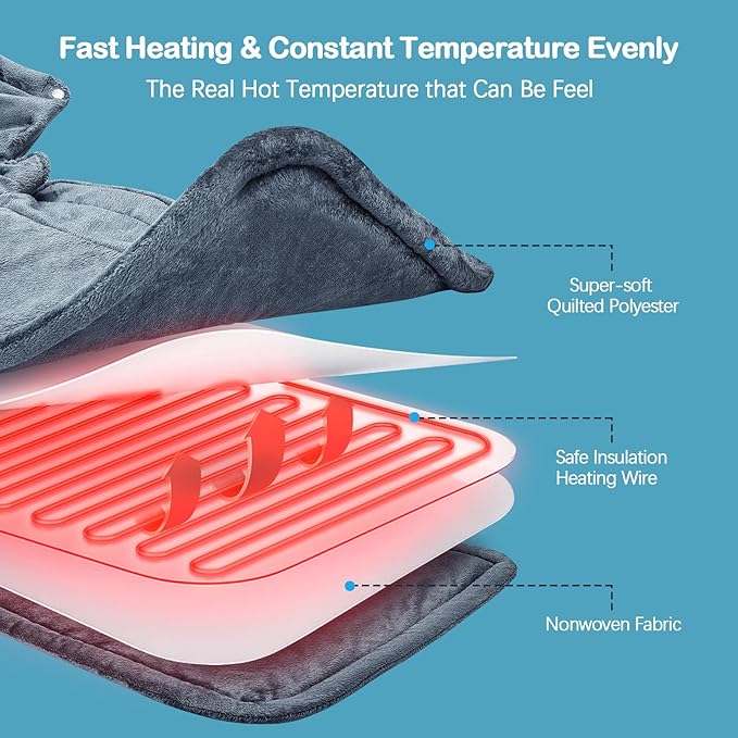 NIUONSIX Heating Pad for Neck Shoulders Back, Weighted Neck Shoulder Heating Pads for Daily Relax, Electric Heat Pad 6 Heat Settings 4 Auto-Off, Mothers Day Birthday Gifts for Mom Dad Women Men Wife