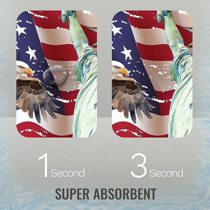 Quick Dry Bath Mat for Bathroom,Super Absorbent Patriotic 4th of July Welcome Bath Rug Non-Slip Rubber,Machine Washable Bathroom Floor Mat for Shower, Tub, Sink Area Independence Day Eagle 16x24
