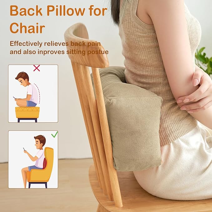 Lumbar Support Pillow Small Lower Back Pillow for Office Chair, Car Seat, and Desk Chair Ergonomic High-Elasticity Cushion for Pain Relief and Comfort on Sofa, Bed, or Travel (White)