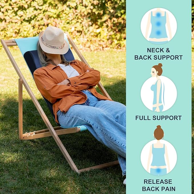 HAVARGO 2-in-1 Neck Pillow Lumbar Support Pillow for Recliner Couch& Glider Chair - High Resilient Foam Ergonomic Back Support for High-Back Rocking Chairs, Glider Rocker Replacement Cushions Navy M