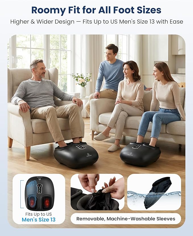 COMFIER Shiatsu Foot Massager with Fast Heat,Kneading Rolling Compression,Extra Vibration, FSA Eligible HSA Store, Plantar Fasciitis,Neuropathy Pain,Mothers Day Gifts for Women,Bigger Size to 13“