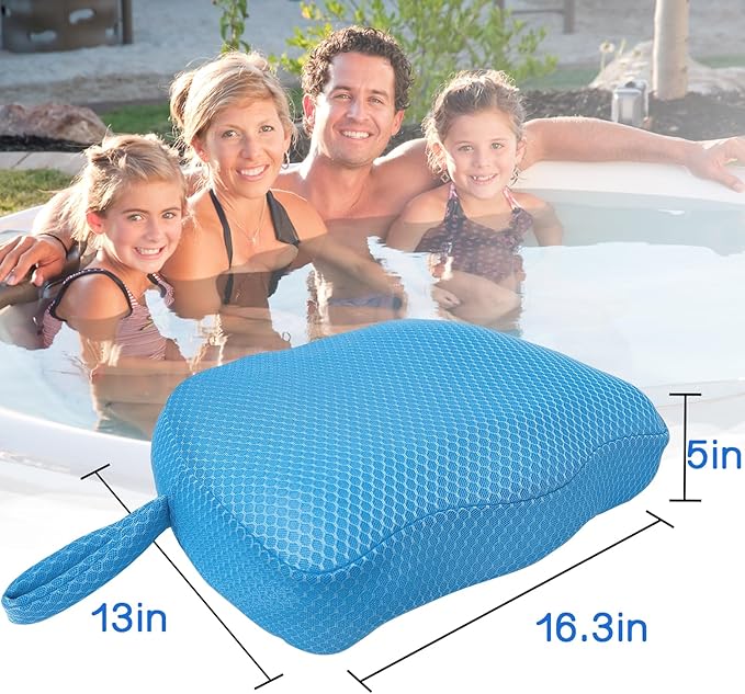 Hot Tub Booster Seat for Adults, 5 Inch Thick Supportive Cushion with Non-Slip Bottom, Weighted for Quick Sink Without Float, Spa Booster Seat for Hot Tub (Including Inflatable), Pool, Bathtub