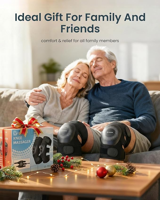COMFIER Cordless Knee Massager with Graphene Heating, 3 Vibration Motors, Rechargeable Heated Knee Brace with 5 Modes & 3 Heat Levels, Portable Heating Pad for Men Women Seniors, Gift for Mom Dad
