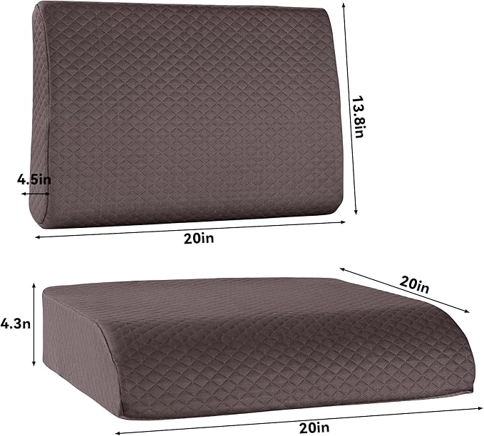 HOMBYS Extra Thick Recliner Chair Cushion with Lumbar Support Pillow for Elderly, 4.5" High Density Foam Seat Cushion, Breathable Fabric, 20"x20" Extra Large & Non-Slip for Recliner, Office,Coffee