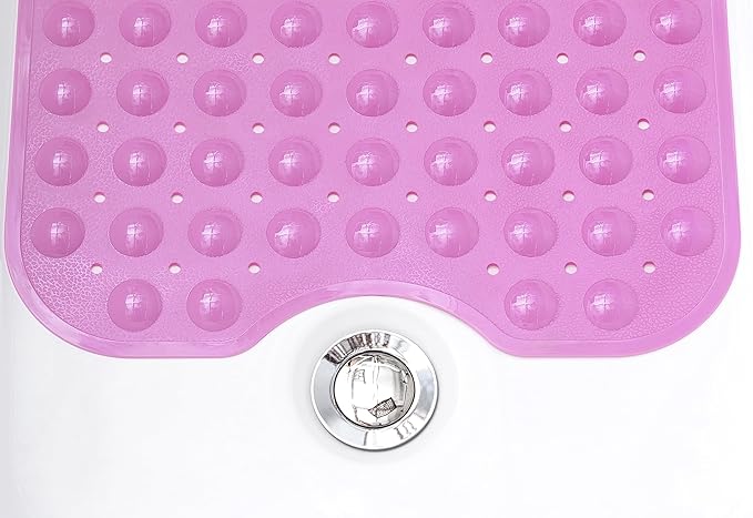 Extra-Long Non-Slip Bathtub & Shower Mat 39”x16” (Smooth/Non-Textured Tubs Only) Safe, Clean, Machine-Washable, Superior Grip&Drainage, Vinyl, Opaque Pink