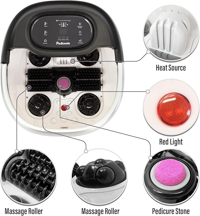 Luxury All in One Foot Spa & Pump - Motorized and Heated Massager - Enjoy The Same Foot Spa at Home Heat, Bubble Jets, Pedicure Stone, Motorized Massage Roller to Relieve Feet Stress