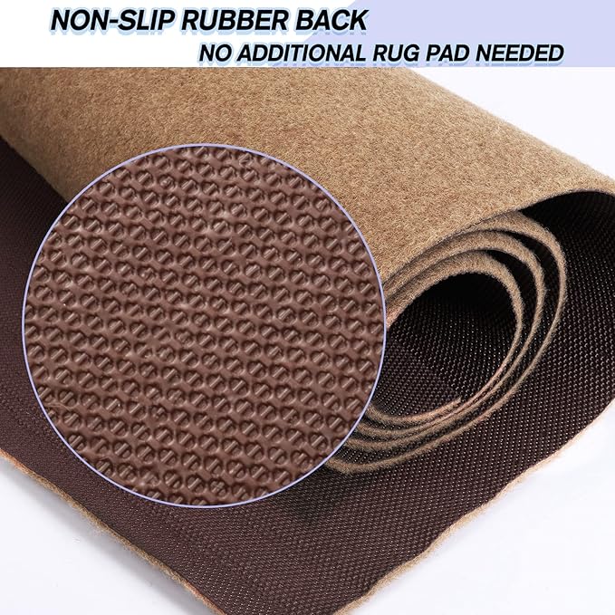 Custom Size Backed Non-Slip Area Rugs Runner, Easy Clean, Waterproof Runner Rugs for Hallway Entryway, Kitchen, Laundry, 4FT x 46FT, Beige