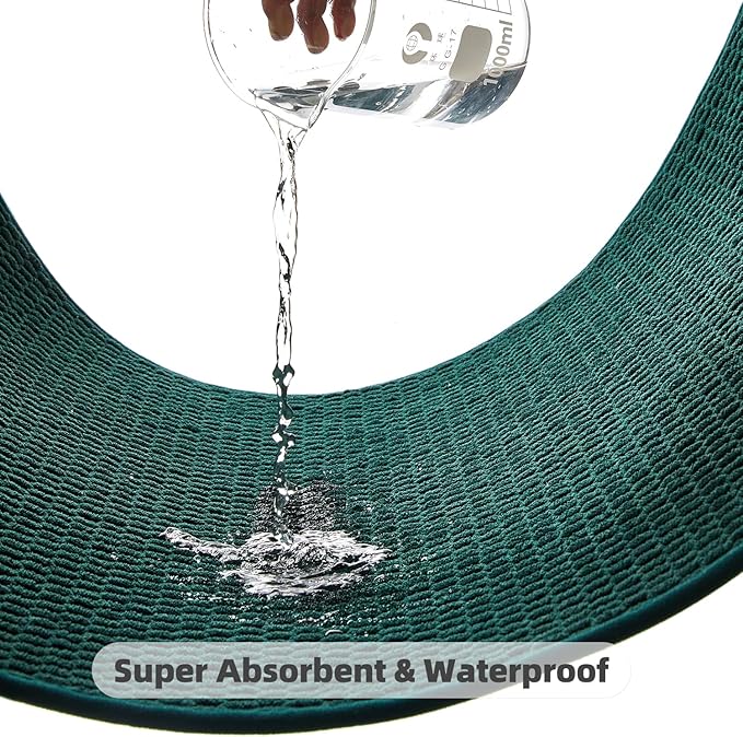 TYUU Toilet Rug, Thin Toilet Rugs U Shaped Washable Non Slip Absorbent Quick Dry Low Pile Toilet Mat, Dark Green 20"x24" U Shape