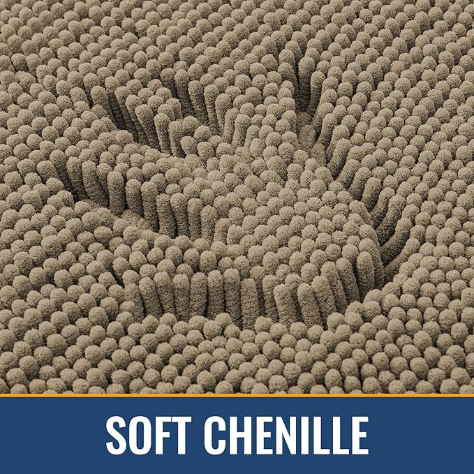 Arotive Bathroom Rugs 36x24, Extra Soft Absorbent Shaggy Chenille Bath Rugs, Machine Washable Rubber Backing Non-Slip Bath Mats for Bathroom Floor Tub and Shower, Home Decor Accessories,Camel