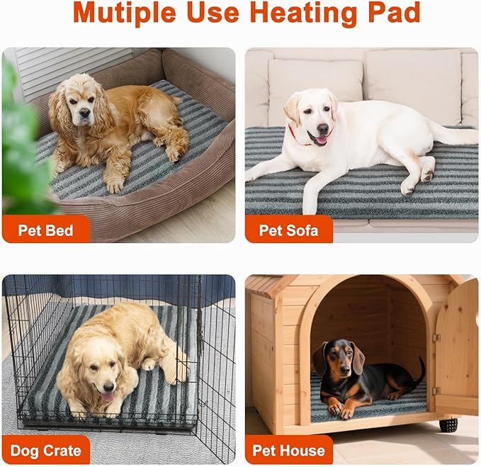 SHU UFANRO Pet Heating Pad, Waterproof Heated Cat Bed with 11 Adjustable Temperatures & 24H Timer, Auto Shut-Off, Chew-Resistant Cord, Washable Cover, Indoor Electric Heating Mat, Grey, S(18" x 16")