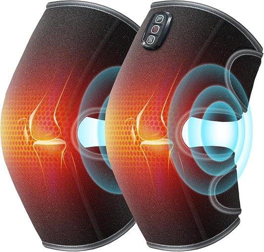 COMFIER Heated Knee Massager with Heat & Vibration, Graphene Knee Heating Pad Wrap, Adjustable Wearable Knee Brace,Electric Knee Warmer for Men Women Seniors