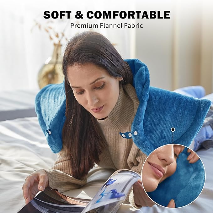 WUGE Mothers Day Gifts for Mom, Heating Pad for Neck Shoulder and Back, Birthday Gift for Women Men, Deeper Pain Relief, Large Weighted Heat Pad, ETL Certified, Blue