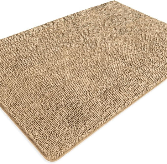 Bathroom Rugs 40 x 60 Inch – Extra Large Bath Mat | Absorbent and Washable Thick Chenille Bath Rugs Non-Slip Runner Rug for Bathroom, Shower, Tub(Beige)