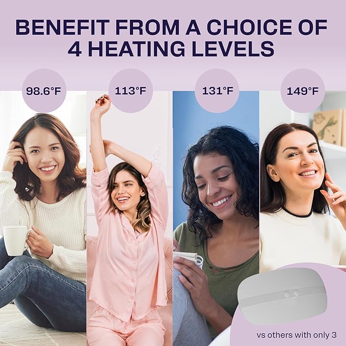 Heating Pad for Cramps | Period Heating Pad for Cramps, Cordless Menstrual Heating Pad with 4 Temperature Levels, 5 Vibration Settings, Portable, Fast Heating, Auto Shut-Off, Large Battery Capacity