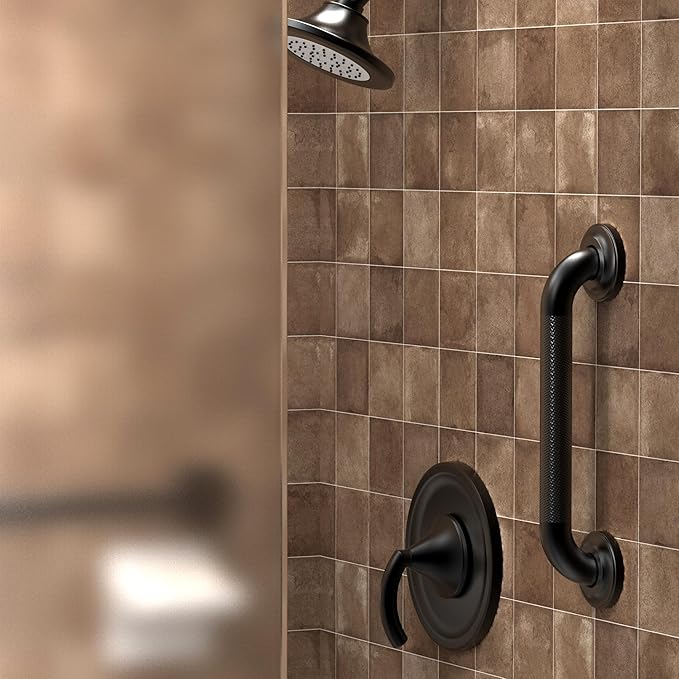 1-1/4" Knurled Grab Bar, ADA Compliant Bath Safety Shower Handrail, Bathroom Mobility Aid Handle for Seniors and Disabled, Heavy Duty 500lbs Support