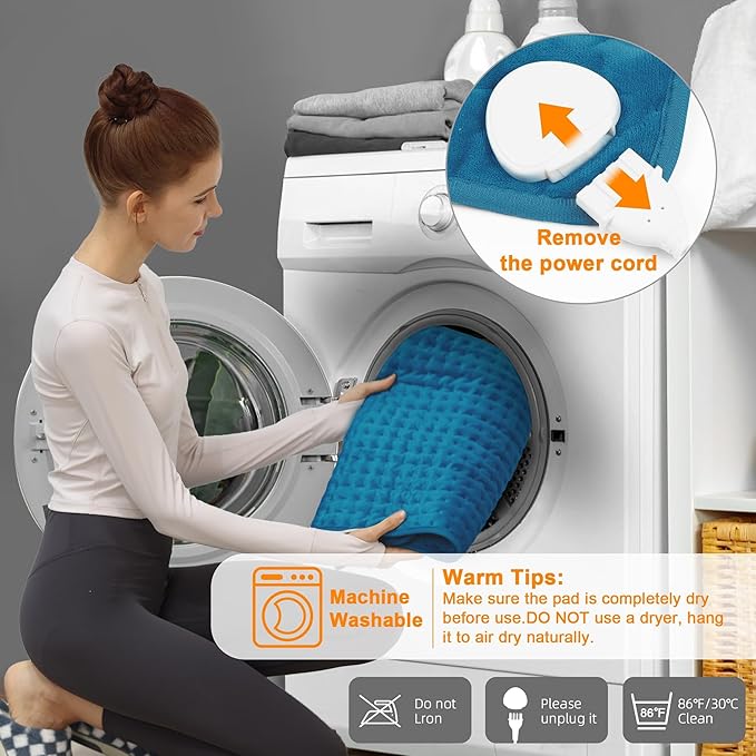 Deepsoon Heating Pad,Electric Heating Pads for Back,Neck,Moist Heating Pad for Abdomen Shoulder Knee Legs,Dry/Moist Heat&Auto Shut Off,Mother's Day Birthday for Men and Women,Blue,24x12 Inch