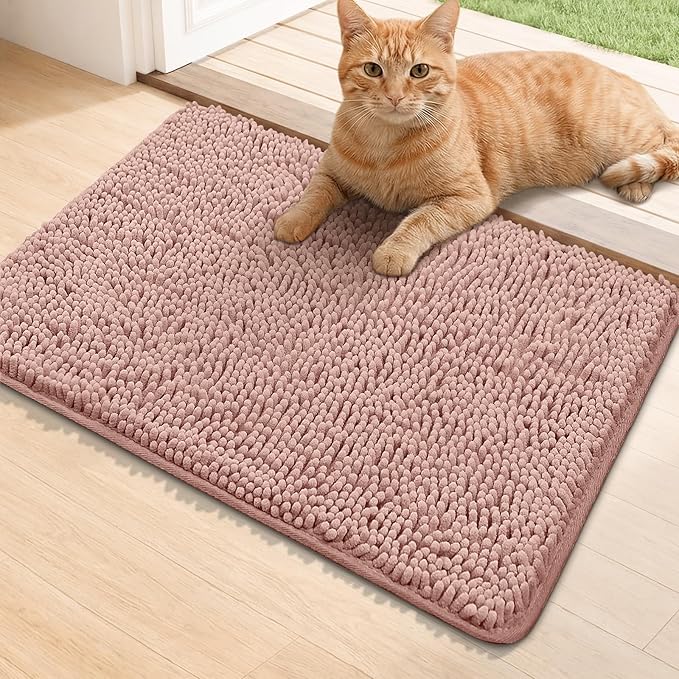 Bcoimo Super Absorbent Cat Door Mat, 24"*17" Anti Slip Mat for Muddy Paws, Pet Rugs for Dirty Paws Washable that Absorbs Moisture and Dirt, for Cat Cage and Pet Resting Carpet
