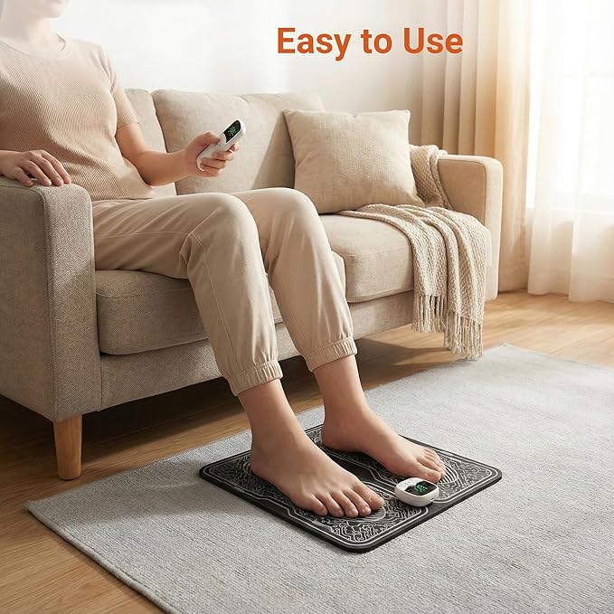 Foot Massager for Relaxation – 10 Modes 30 Intensities, Foldable Portable Foot Mat for Daily Life Home Office Travel