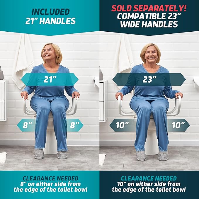 Lunderg Raised Toilet Seat with Handles - Elongated - Easy to Install Toilet Seat Risers for Seniors - Adds 3 Inches & Works like the one you’ve always used - Elegant design - No Hospital Vibe