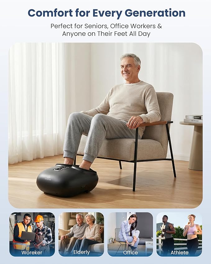 COMFIER Shiatsu Foot Massager with Fast Heat,Kneading Rolling Compression,Extra Vibration, FSA Eligible HSA Store, Plantar Fasciitis,Neuropathy Pain,Mothers Day Gifts for Women,Bigger Size to 13“