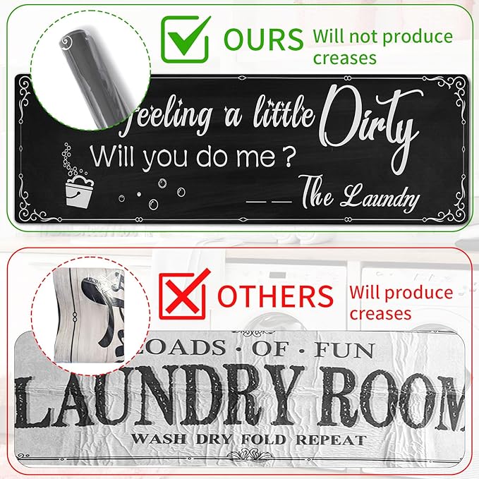 XLHOMO Laundry Room Rug Runner, 17"x60" Non Slip Nappa Leather Laundry Rugs, Black Farmhouse Washable Floor Laundry Mats for Laundry Room, Entryway, Kitchen, Bathroom, Mudroom, Washroom, Hallway Decor