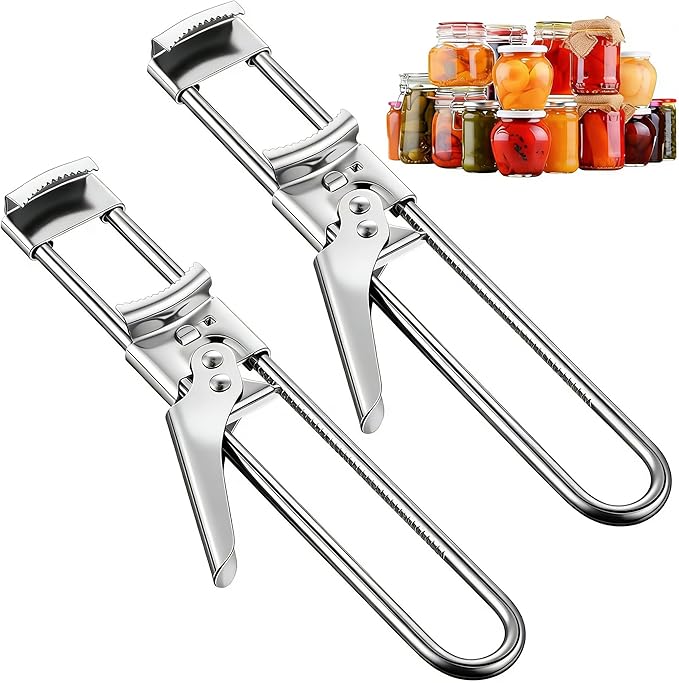 2-Pack Jar Opener for Seniors with Arthritis, Adjustable Stainless Steel Lid Gripper Tool for Weak Hands, Non-Slip Bottle Opener Fits 1-3 Inch Lids (Not for Large Mason Jars)