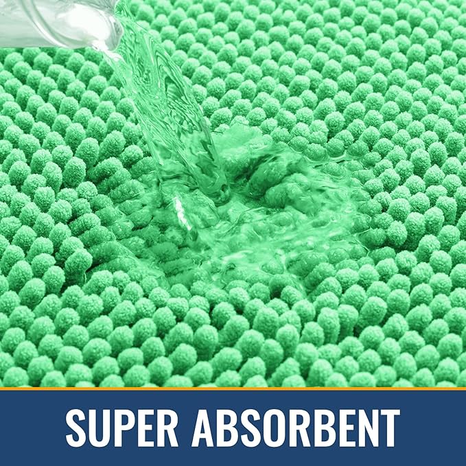 Arotive Bathroom Rugs 24x16, Extra Soft Absorbent Shaggy Chenille Bath Rugs, Machine Washable Rubber Backing Non-Slip Bath Mats for Bathroom Floor Tub and Shower, Home Decor Accessories, Mint Green