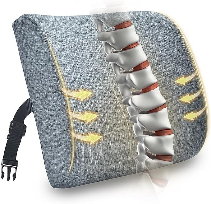 Back Support Pillow for Recliner Support Pillow with Gel Memory Foam Ergonomic Orthopedic Couch Lumbar Cushions for Elderly Lower Back Pain Relief Washable Cover, Dockside Blue
