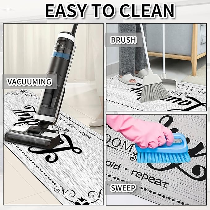 Laundry Room Rug Runner, 17.7"x45" Non Slip Laundry Runner Rugs, Farmhouse Washable Floor Laundry Mats for Laundry Room, Mudroom, Kitchen, Washroom, Bathroom, Hallway Entryway Area Rugs Decor