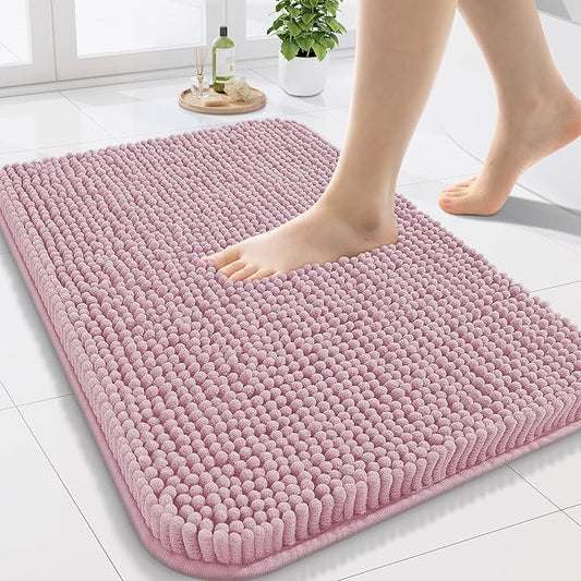 Arotive Bathroom Rugs 24x16, Extra Soft Absorbent Shaggy Chenille Bath Rugs, Machine Washable Rubber Backing Non-Slip Bath Mats for Bathroom Floor Tub and Shower, Home Decor Accessories, Dusty Rose
