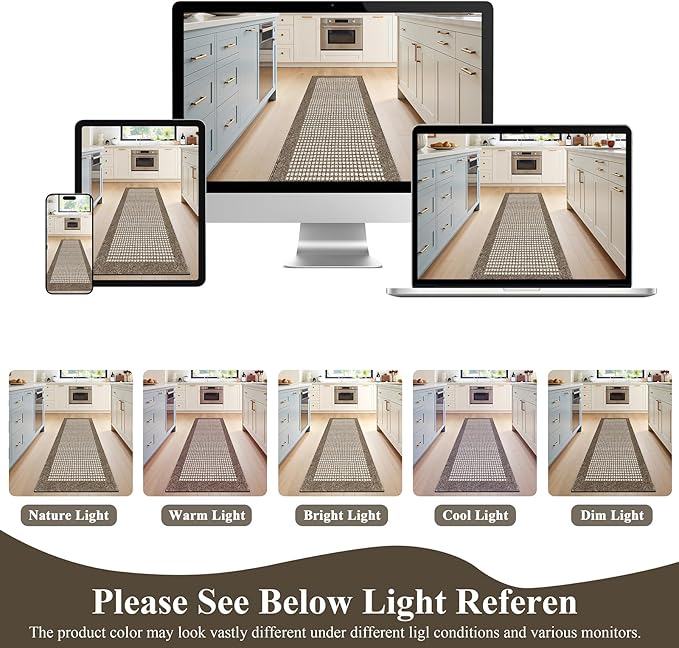 Ileading Laundry Room Runner Rug 2'x6' Non Slip Farmhouse Kitchen Floor Mats with Rubber Backing Machine Washable Brown Indoor Decor Carpet for Doormat Hallway Entryway Petmat Garage Balcony