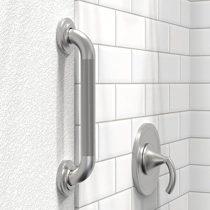 1-1/4" Knurled Grab Bar, ADA Compliant Bath Safety Shower Handrail, Bathroom Mobility Aid Handle for Seniors and Disabled, Heavy Duty 500lbs Support