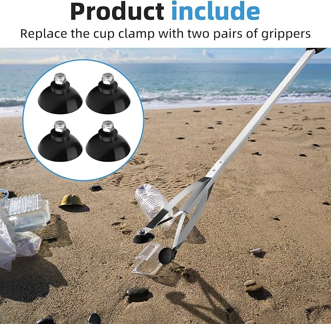 Reacher Replacement Gripper Cups Compatible with Arcmate, EZ Grabber Reacher Tool, Grabber Replacement Cups with Locknuts, Black, 2 Pairs