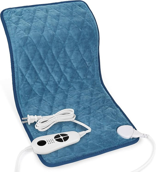 Deepsoon Heating Pad,Electric Heating Pads for Back,Neck,Moist Heating Pad for Abdomen Shoulder Knee Legs,Dry/Moist Heat&Auto Shut Off,Mother's Day Birthday for Men and Women,Weighted Blue,24x12 Inch