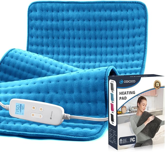 HSA Approved Heating Pad for Back Pain & Cramps Relief, CooCoCo Large Heated Pad for Neck and Shoulders, Gifts for Husband Him Mom Her Women Men, Machine Washable, 10ft Cord
