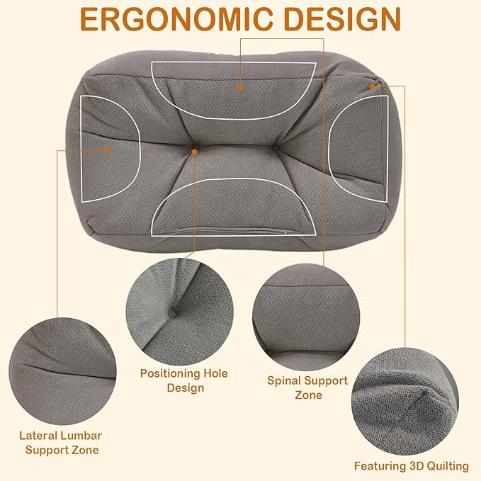 Lumbar Support Pillow Small Lower Back Pillow for Office Chair, Car Seat, and Desk Chair Ergonomic High-Elasticity Cushion for Pain Relief and Comfort on Sofa, Bed, or Travel (Gray)